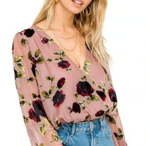 ASTR The Label Surplice Floral Burnout Top